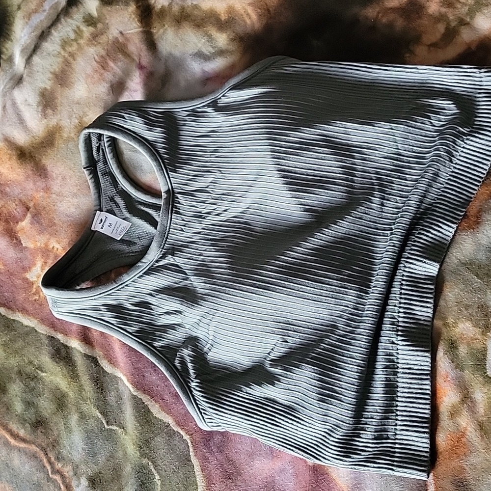 90 Degree By Reflex Ribbed Light Gray Sports Bra